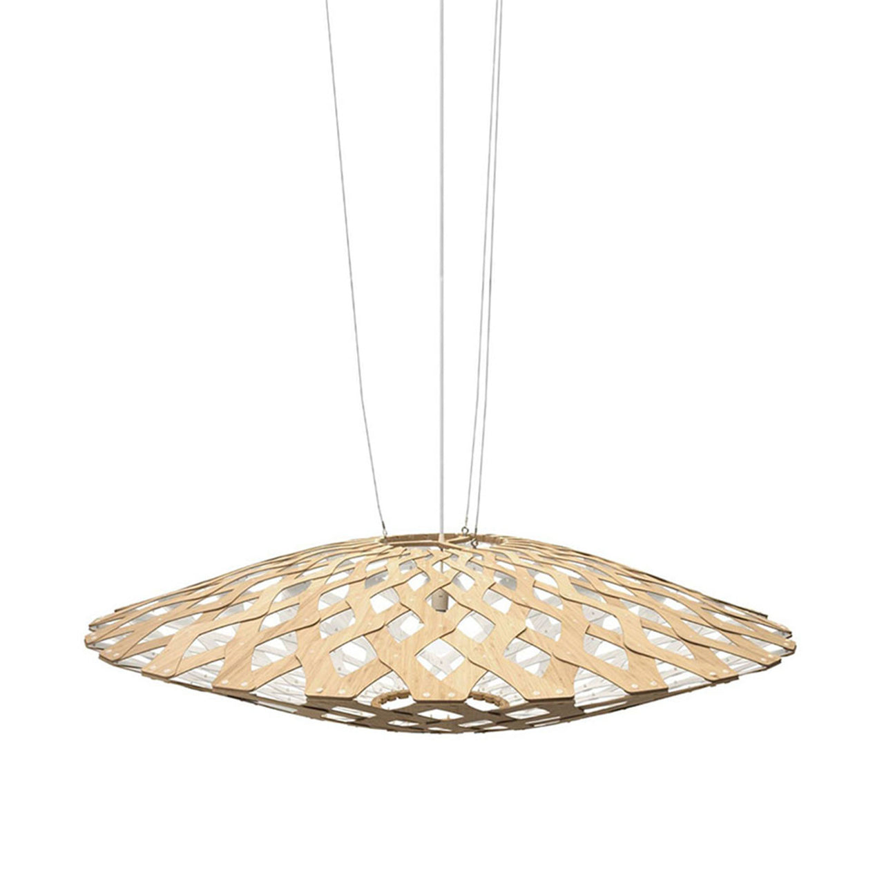 Flax Pendant Light: Large + Bamboo + White + White