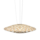 Flax Pendant Light: Large + Bamboo + White + White