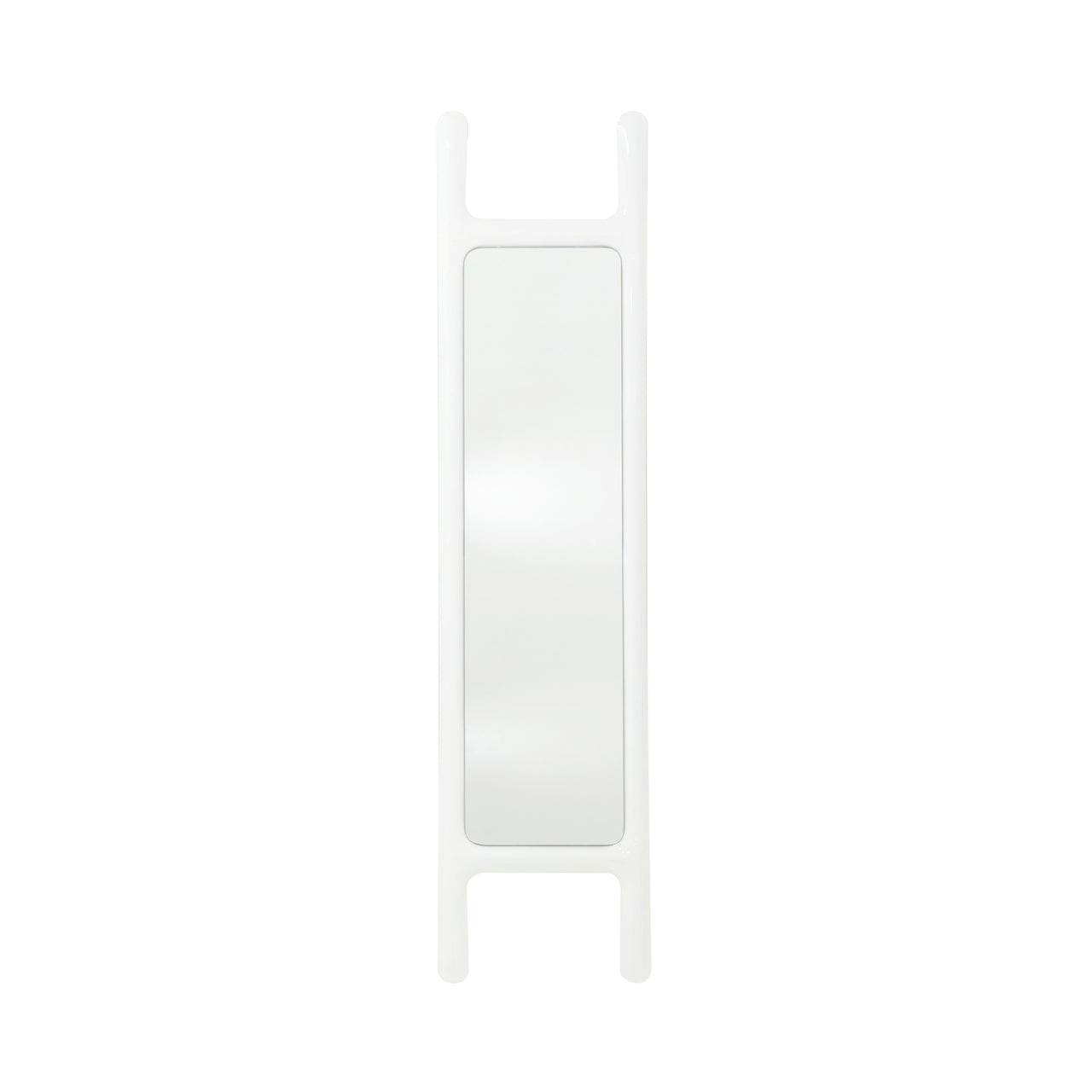 Drab Mirror: White Glossy Carbon Steel