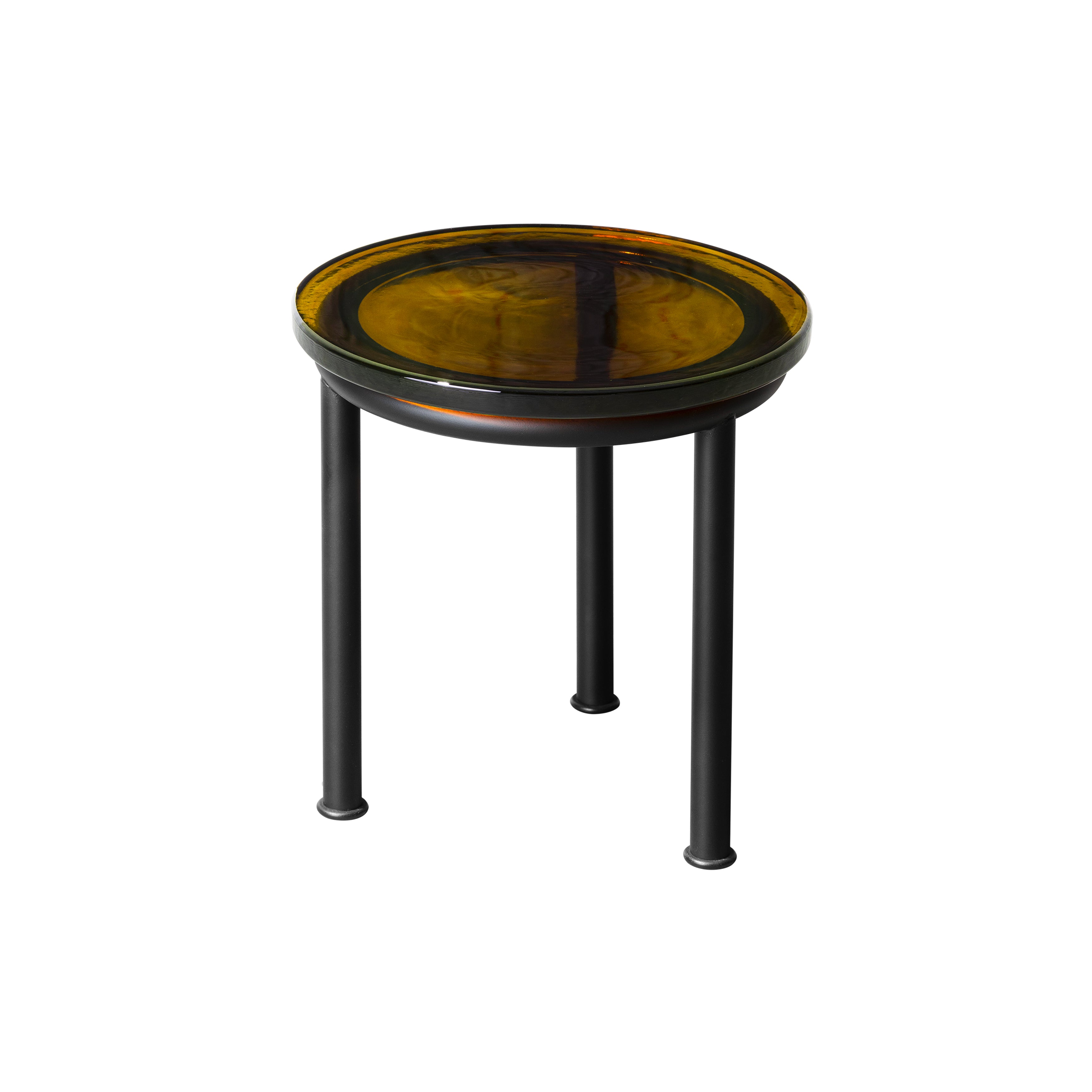 Zigo Side Table: Amber + Black Metal