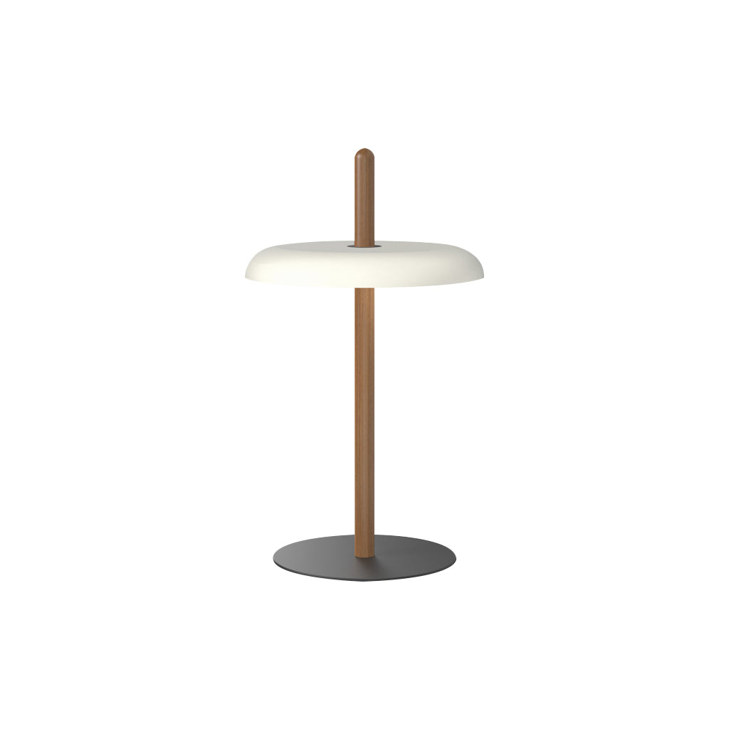 Nivél Portable Table Lamp: Walnut + White