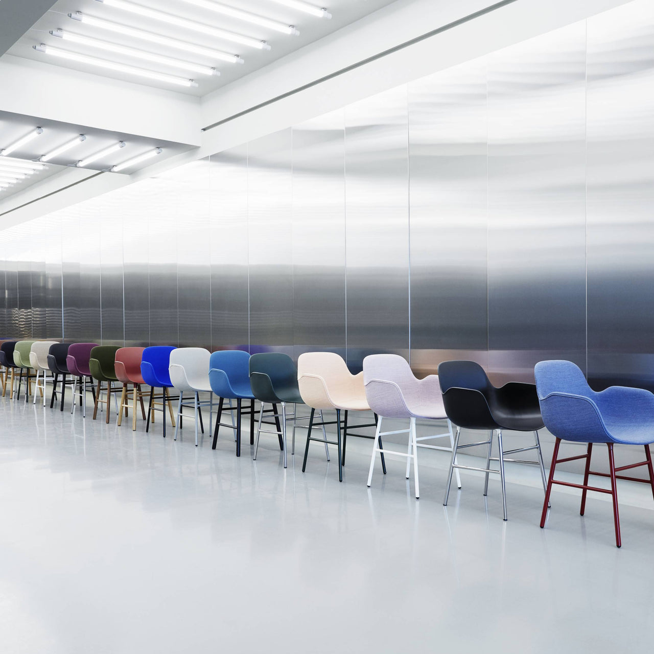 Form Armchair: Chrome Upholstered