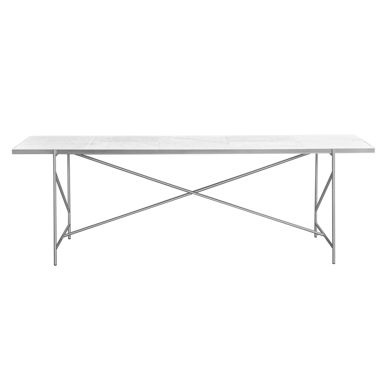 Dining Table 230: Stainless Steel + White Marble