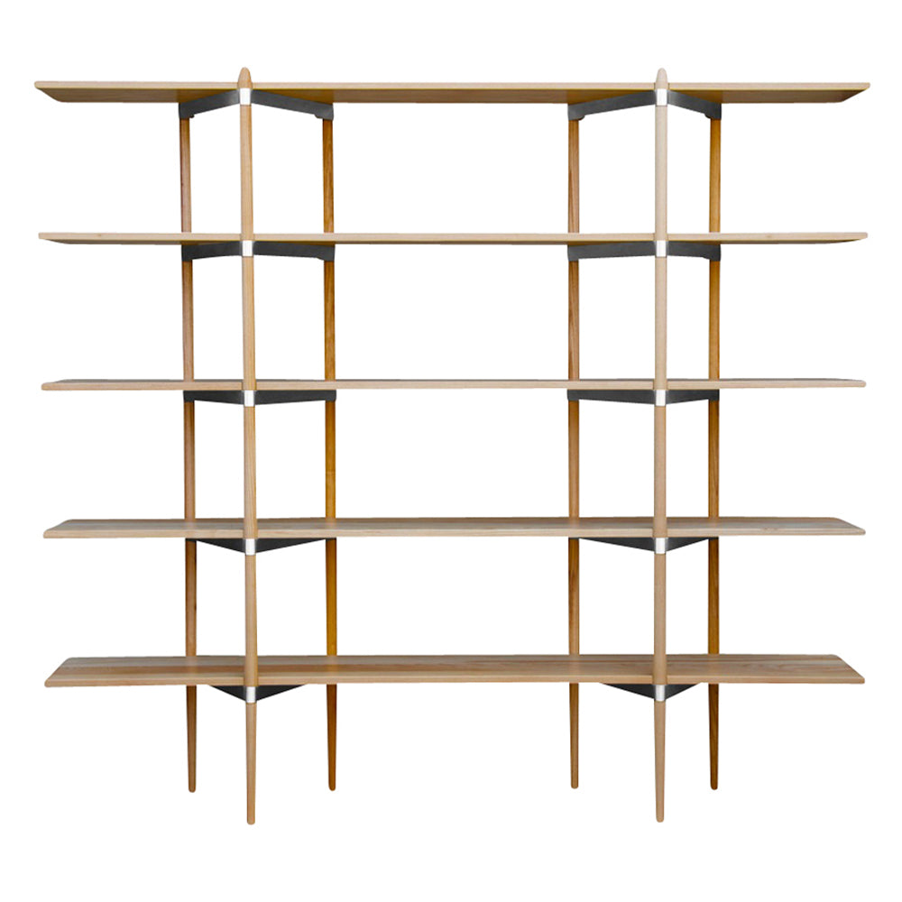 Primo Shelving System: High (2/5) + Oak + Stainless Steel