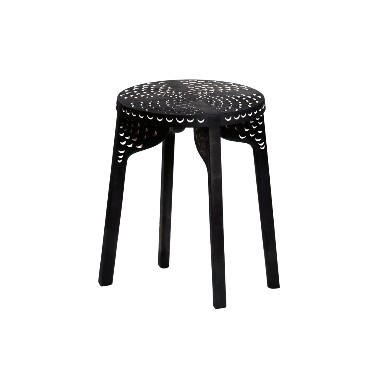 Tattoo Stool: Bird + Pheasant + White + Black + Black Maple