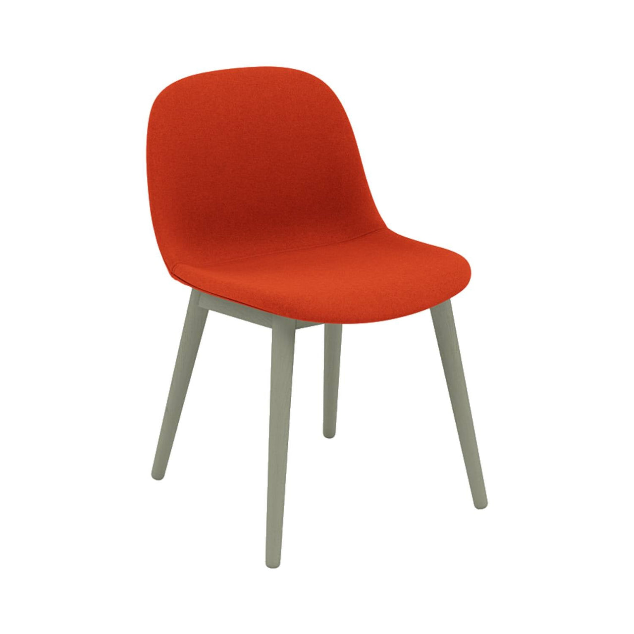 Fiber Side Chair: Wood Base + Recycled Shell + Upholstered + Dusty Green