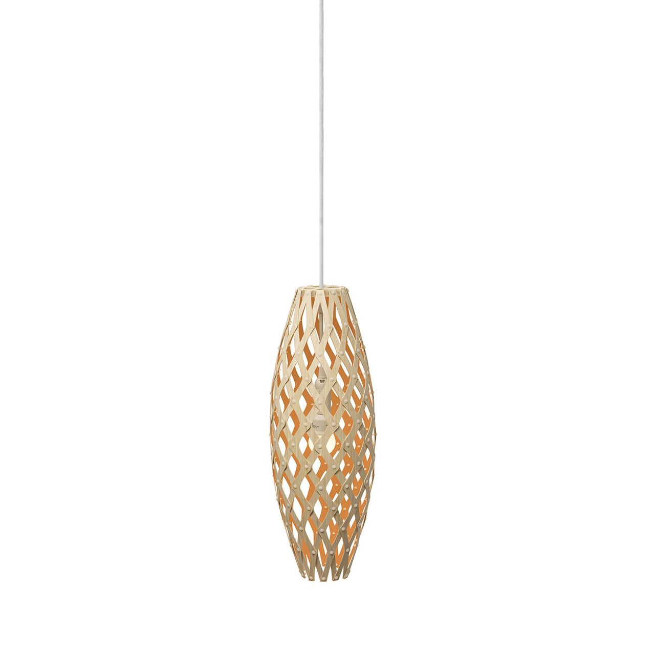 Hinaki Pendant Light: Small + Bamboo + Orange