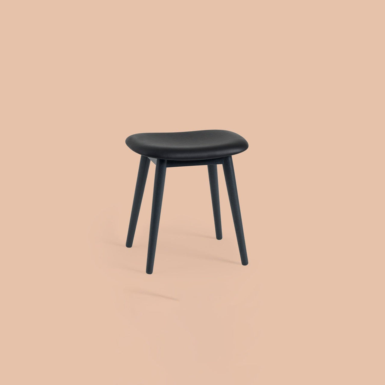 Fiber Stool: Wood Base + Upholstered