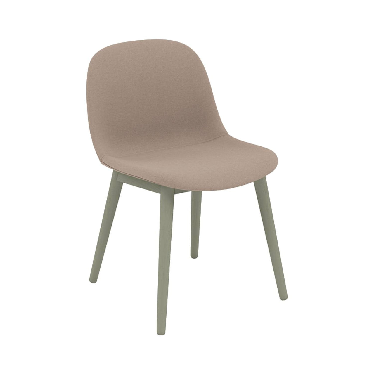 Fiber Side Chair: Wood Base + Recycled Shell + Upholstered + Dusty Green