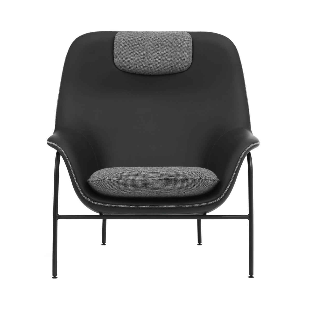 Drape Lounge Chair: High + Steel Base + With Headrest + Black