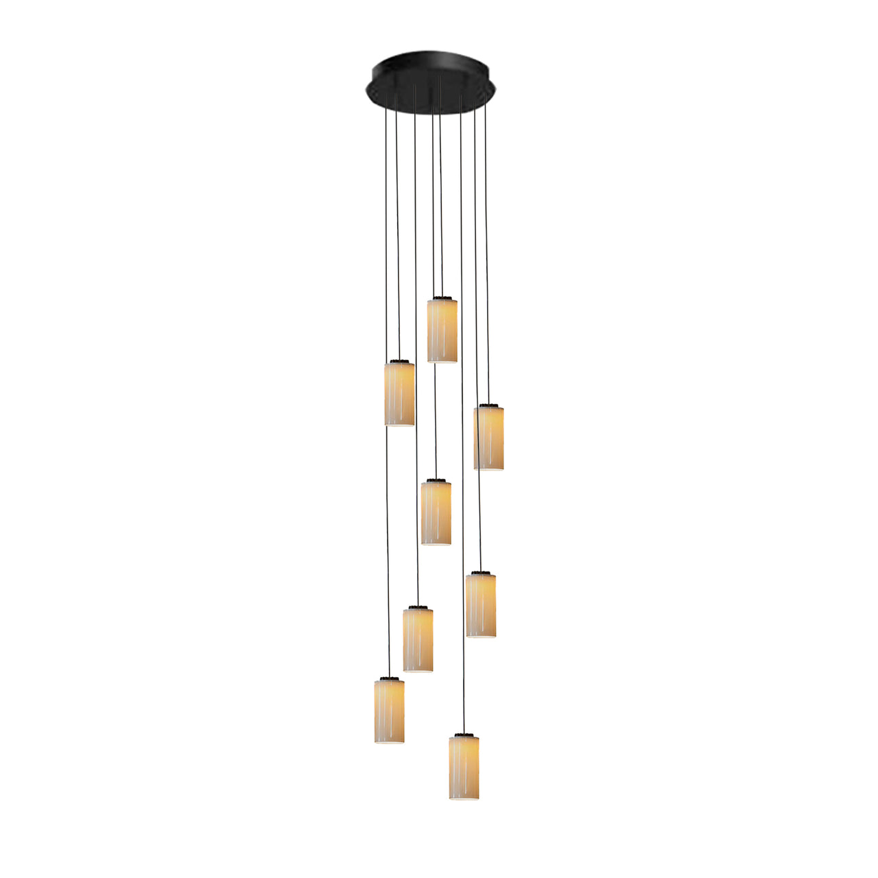 Cirio Multiple Pendant Lamp: 8 + White Porcelain + Black