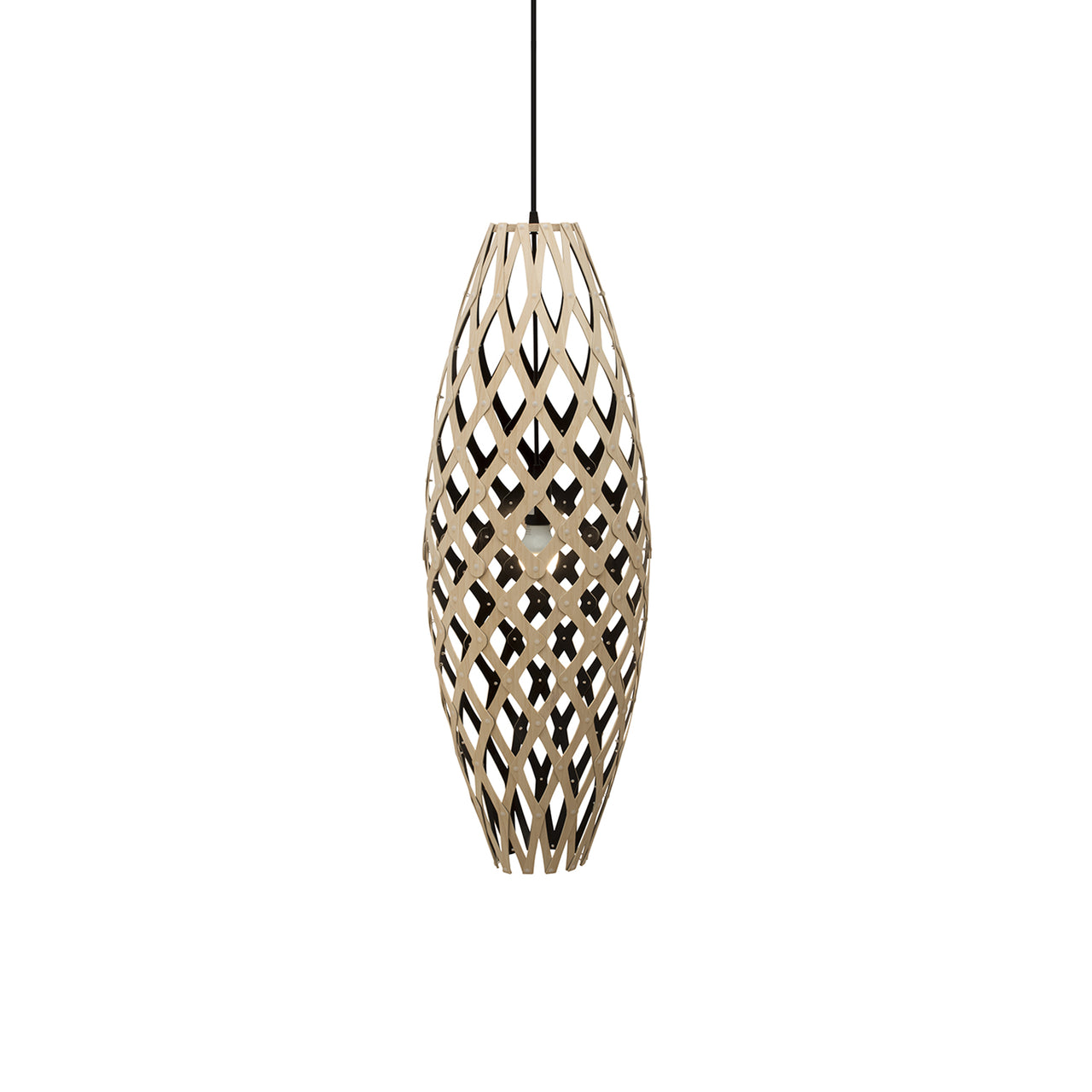 Hinaki Pendant Light: Medium + Bamboo + Black + Black