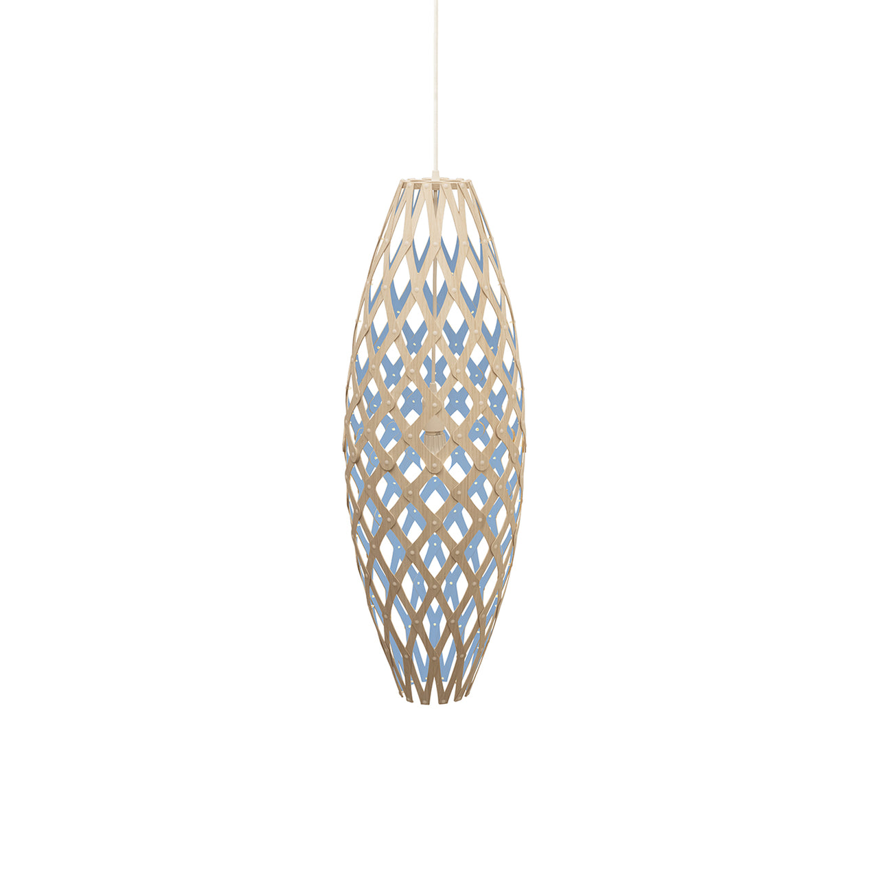 Hinaki Pendant Light: Medium + Bamboo + Blue + White