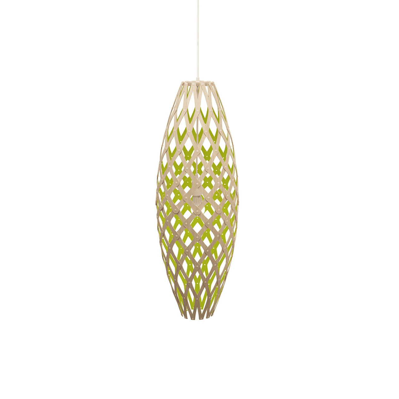 Hinaki Pendant Light: Medium + Bamboo + Lime + White