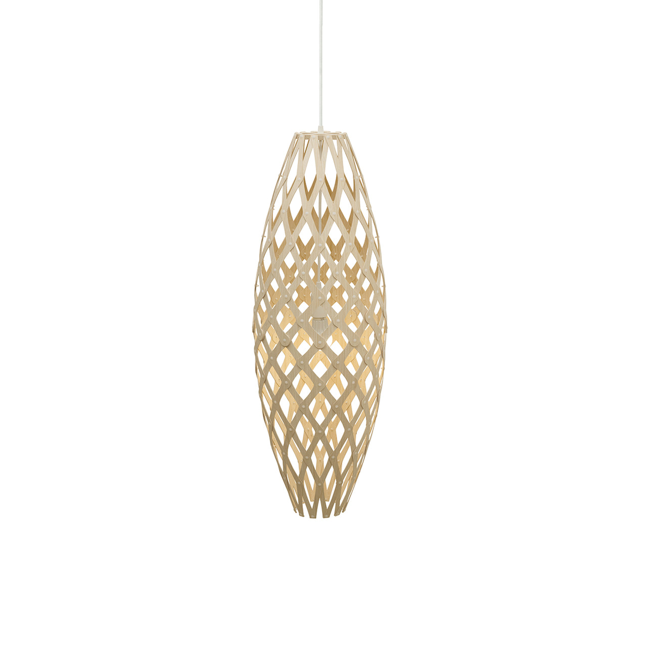 Hinaki Pendant Light: Medium + Bamboo + White