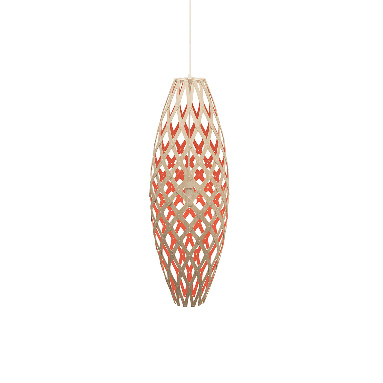 Hinaki Pendant Light: Medium + Bamboo + Red + White