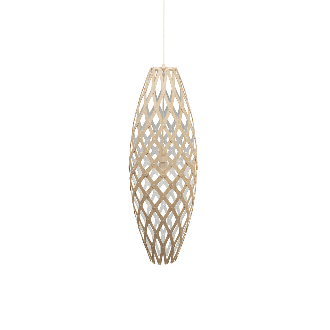 Hinaki Pendant Light: Medium + Bamboo + White + White