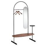 Arco Clothing Rack + Mirror + Dark Graphite + Walnut + Sahara Noir Marble