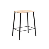 Adam Stool: Upholstered + Dining + Black + Natural Leather