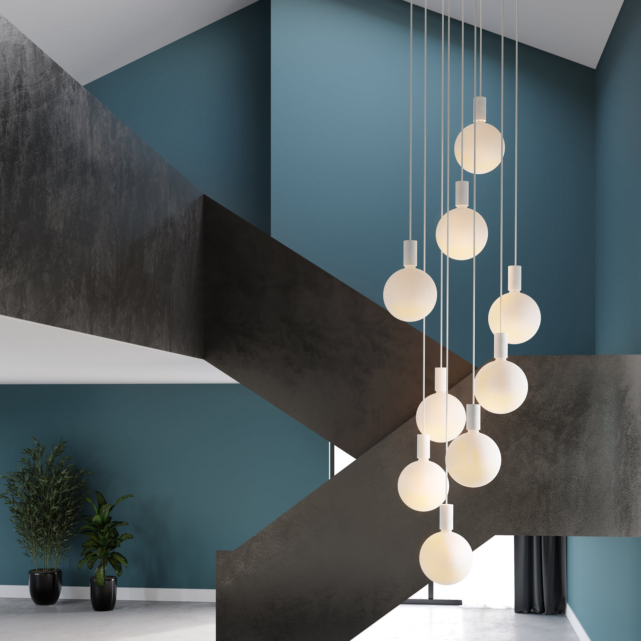 Alumina Nine Pendant with Sphere V Bulb