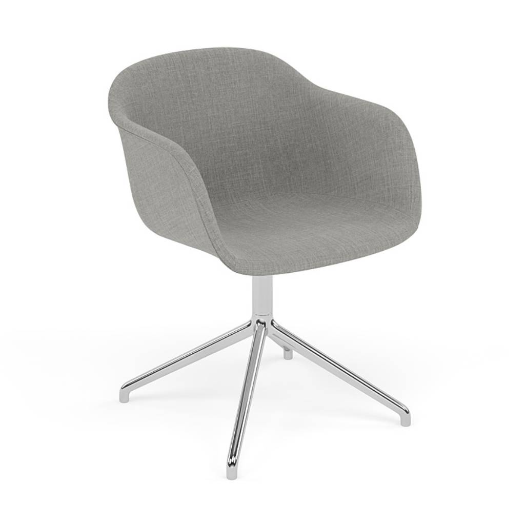 Fiber Armchair: Swivel Base + Upholstered + Aluminum