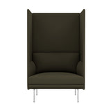 Outline Highback 1-Seater Sofa: Polished Aluminum + Divina 984