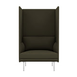 Outline Highback 1-Seater Sofa: Polished Aluminum + Divina 984