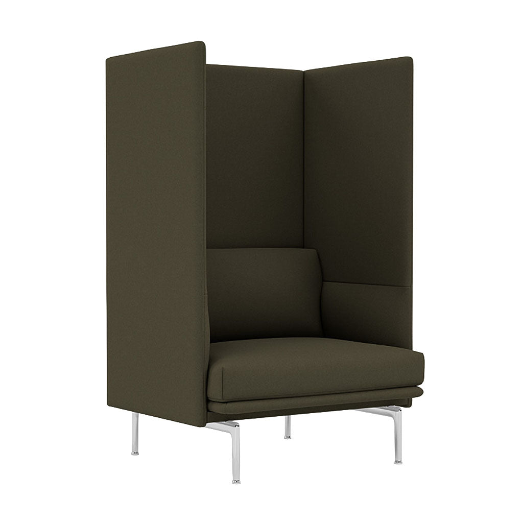 Outline Highback 1-Seater Sofa: Polished Aluminum + Divina 984