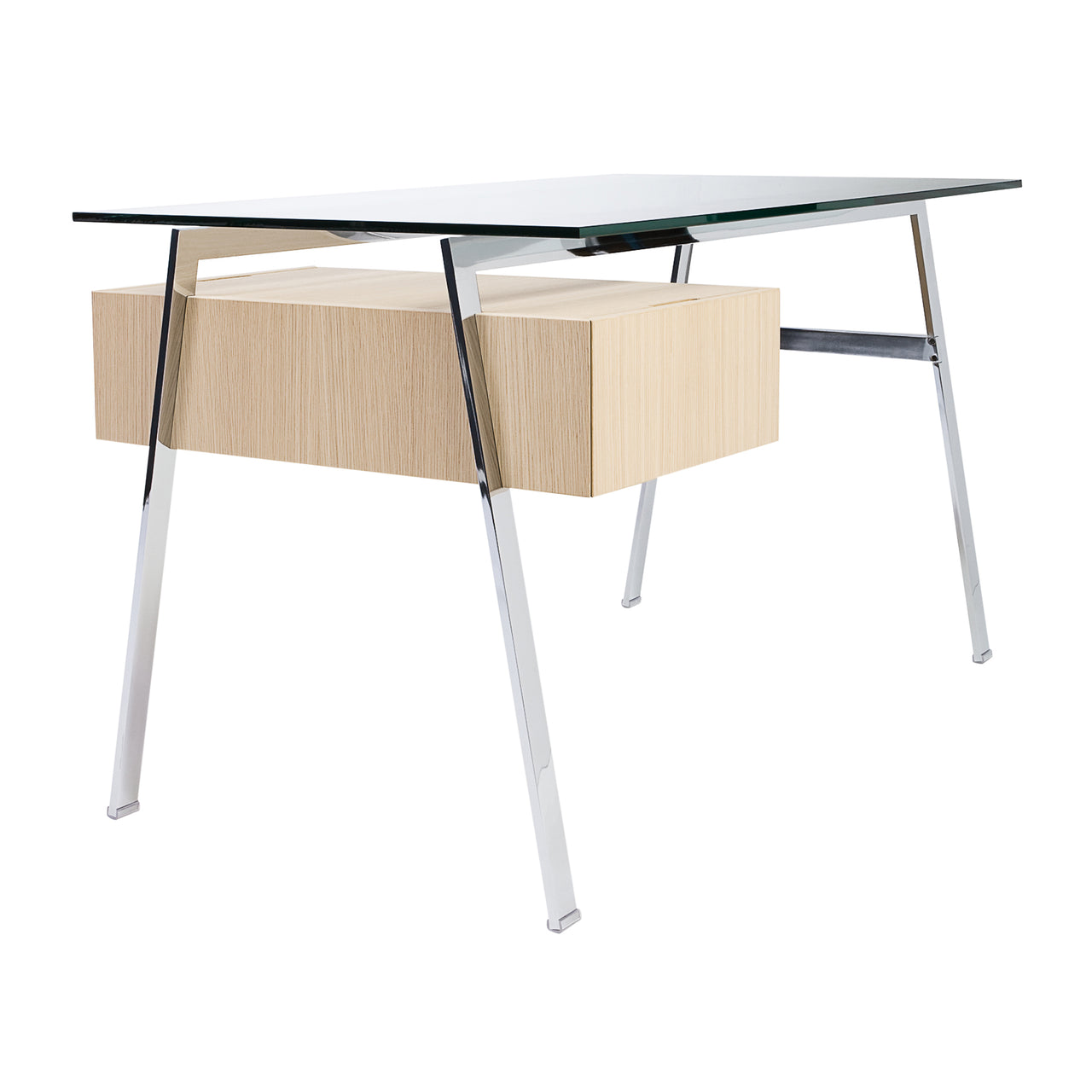 Homework 1 Desk: Single Drawer Left + Chrome + White Oak