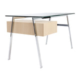 Homework 1 Desk: Single Drawer Left + Chrome + White Oak