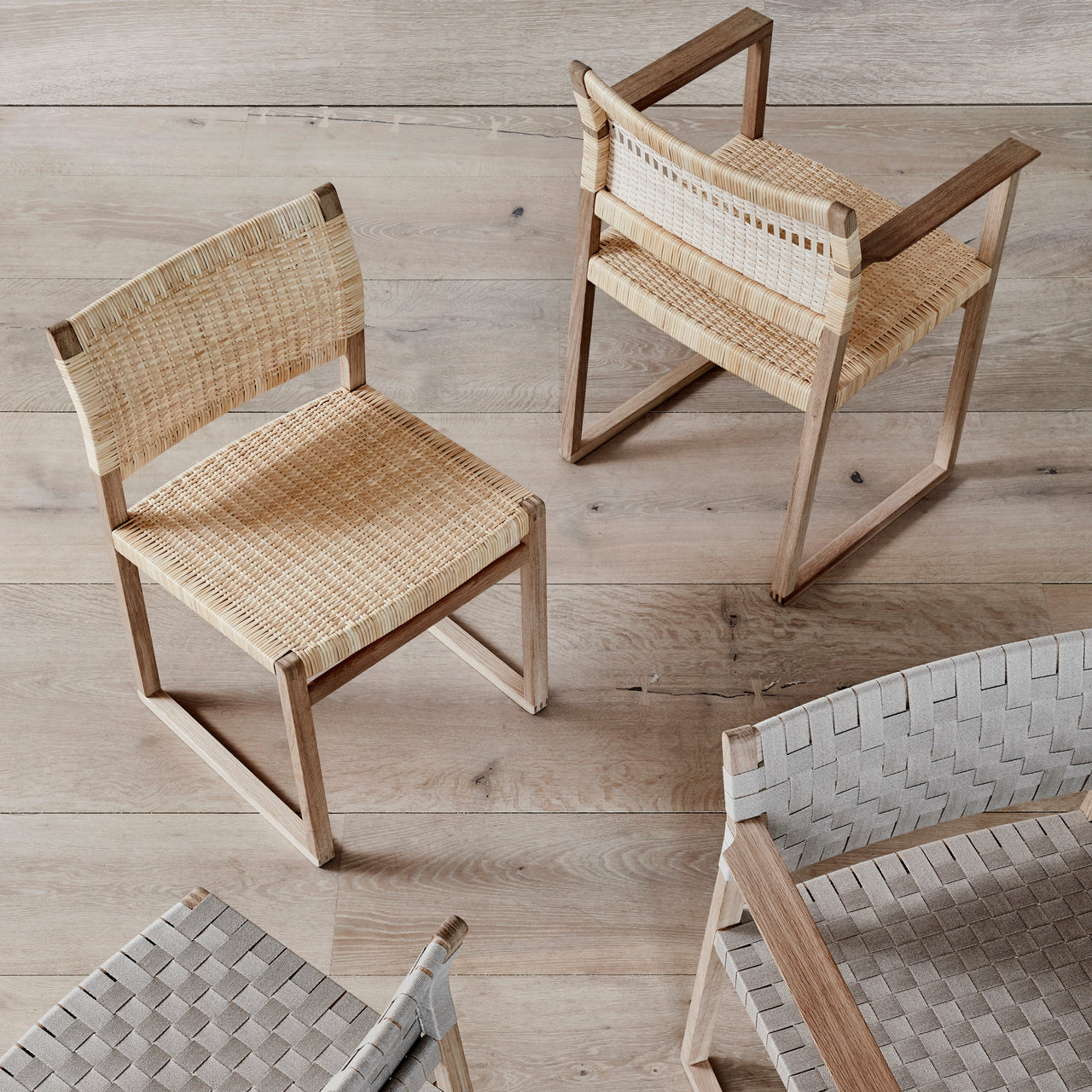BM62 + BM61 Chair: Natural Cane Wicker