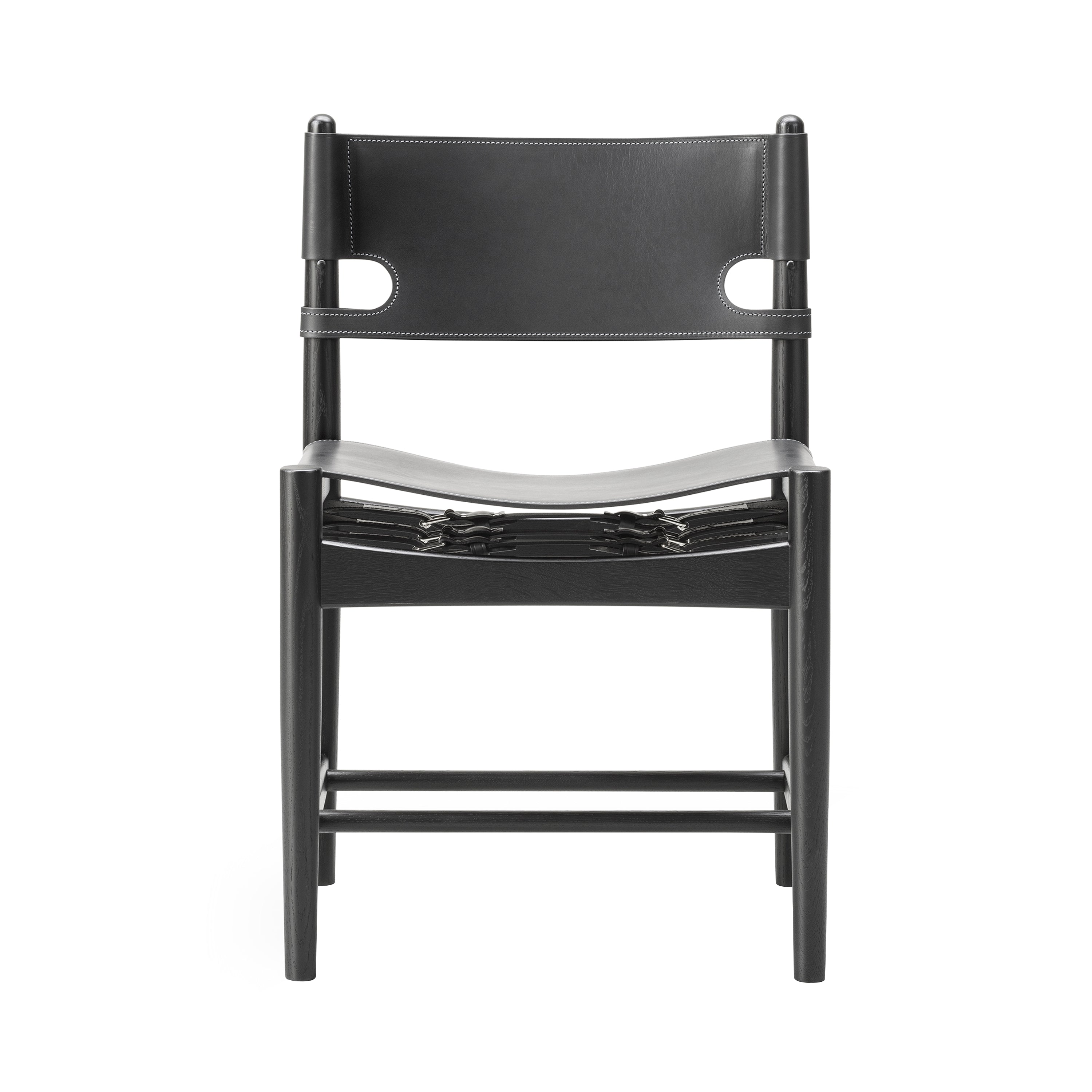 The Spanish Dining Chair: Without Arm + Black Lacquered Oak + Black