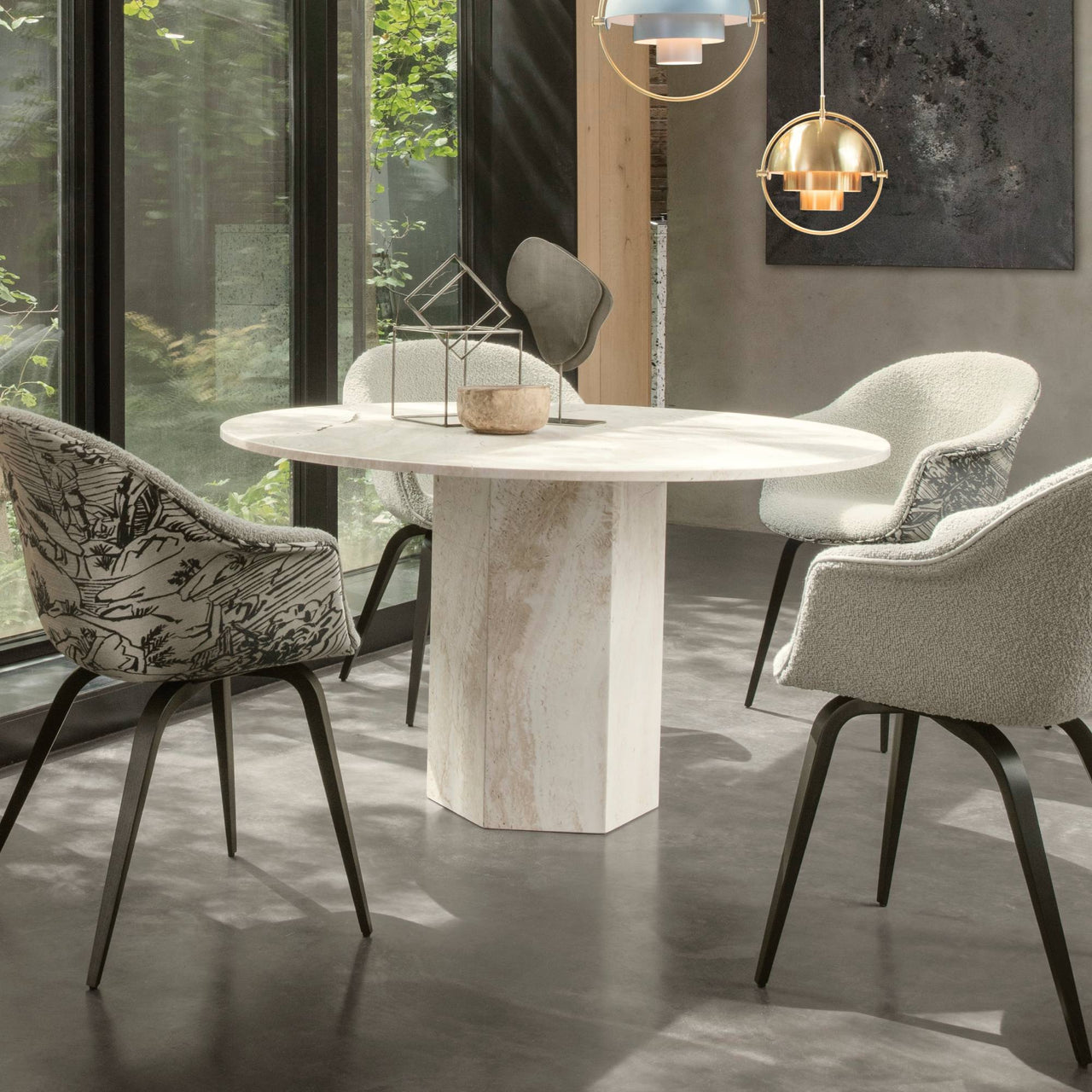 Epic Round Dining Table: Travertine