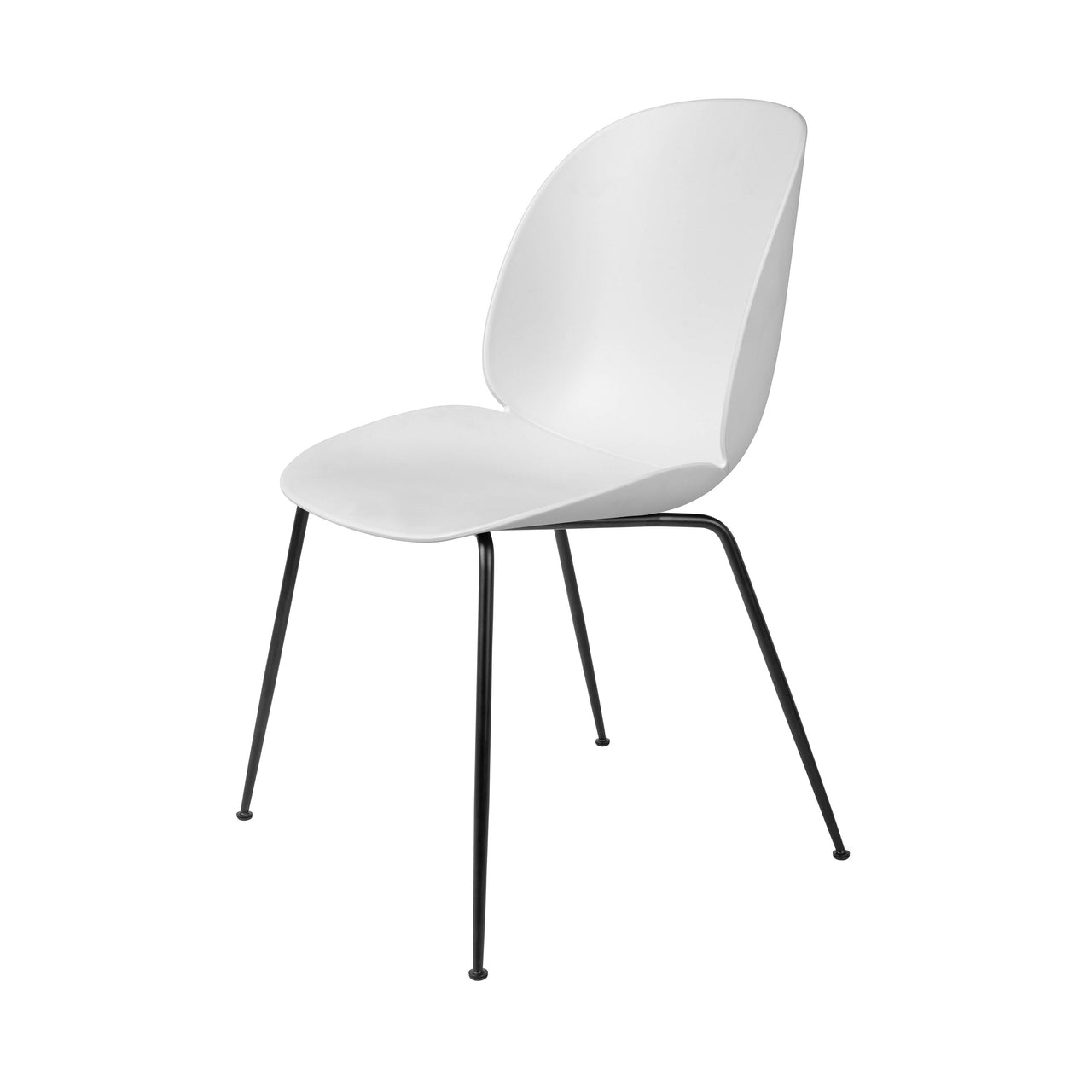 Beetle Dining Chair: Conic Base + Alabaster White + Black Matt + Felt Glides