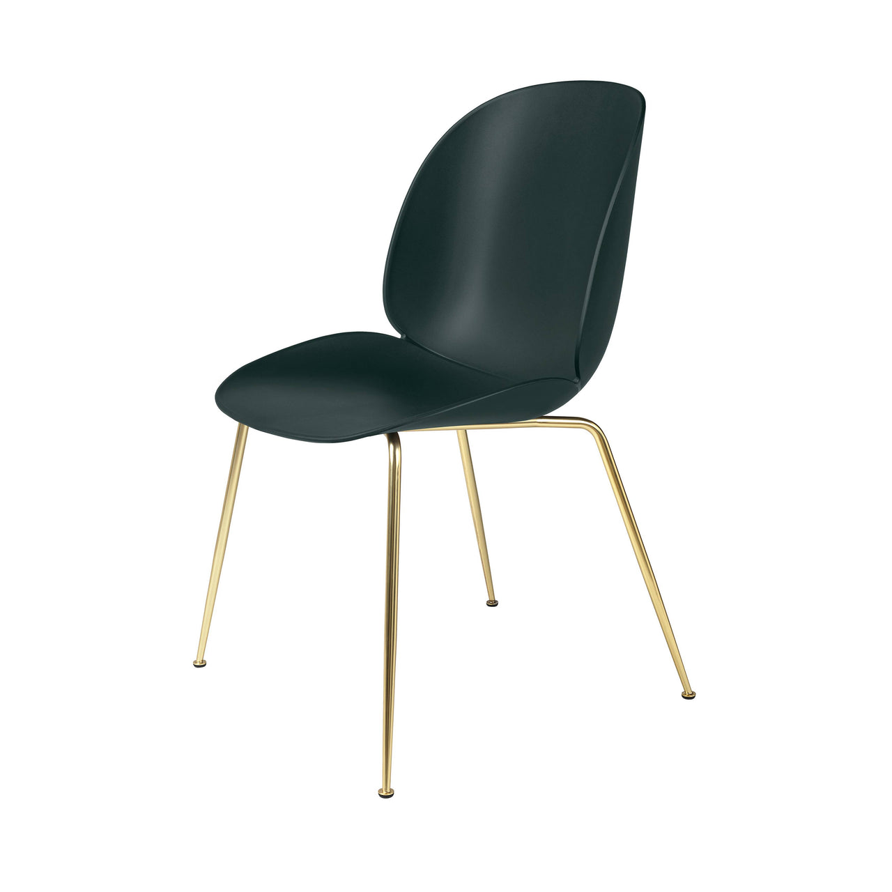 Beetle Dining Chair: Conic Base + Dark Green + Brass Semi Matt + Felt Glides