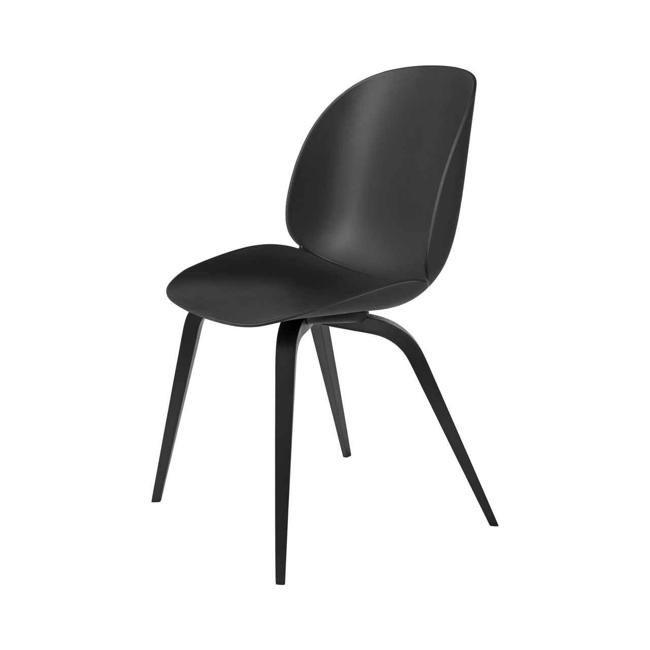 Beetle Dining Chair: Wood Base + Black + Black Stained Beech