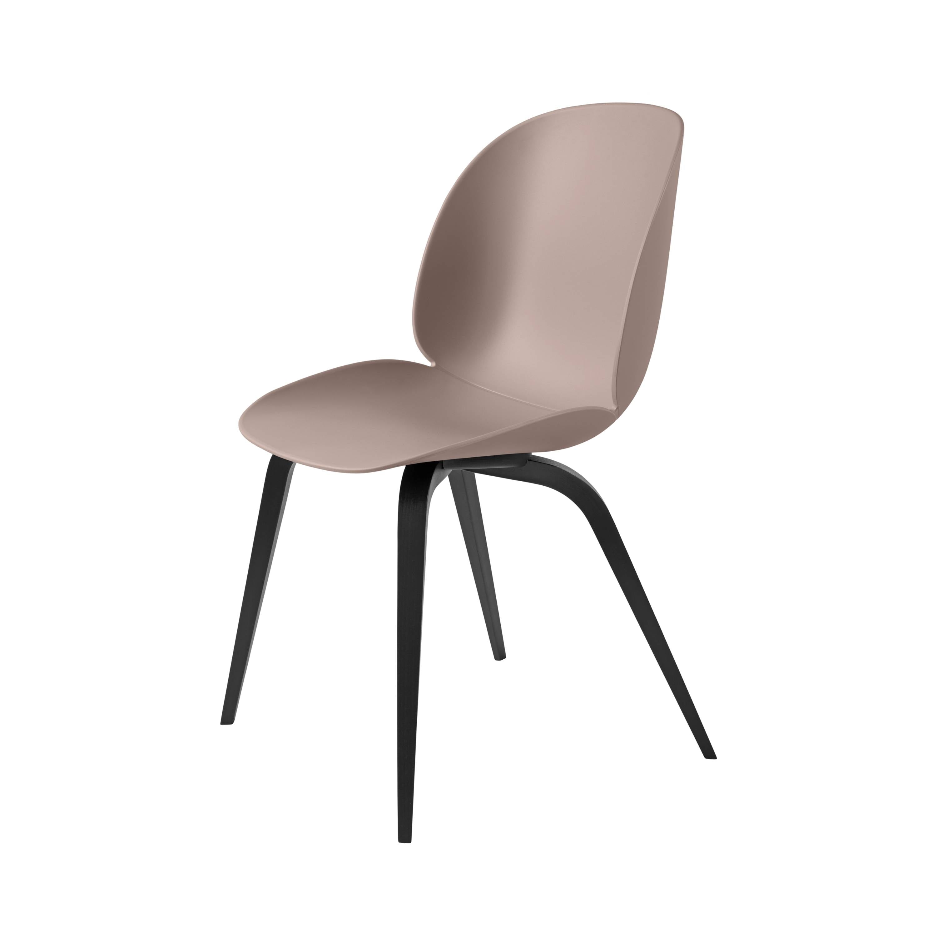 Beetle Dining Chair: Wood Base + Sweet Pink + Black Stained Beech