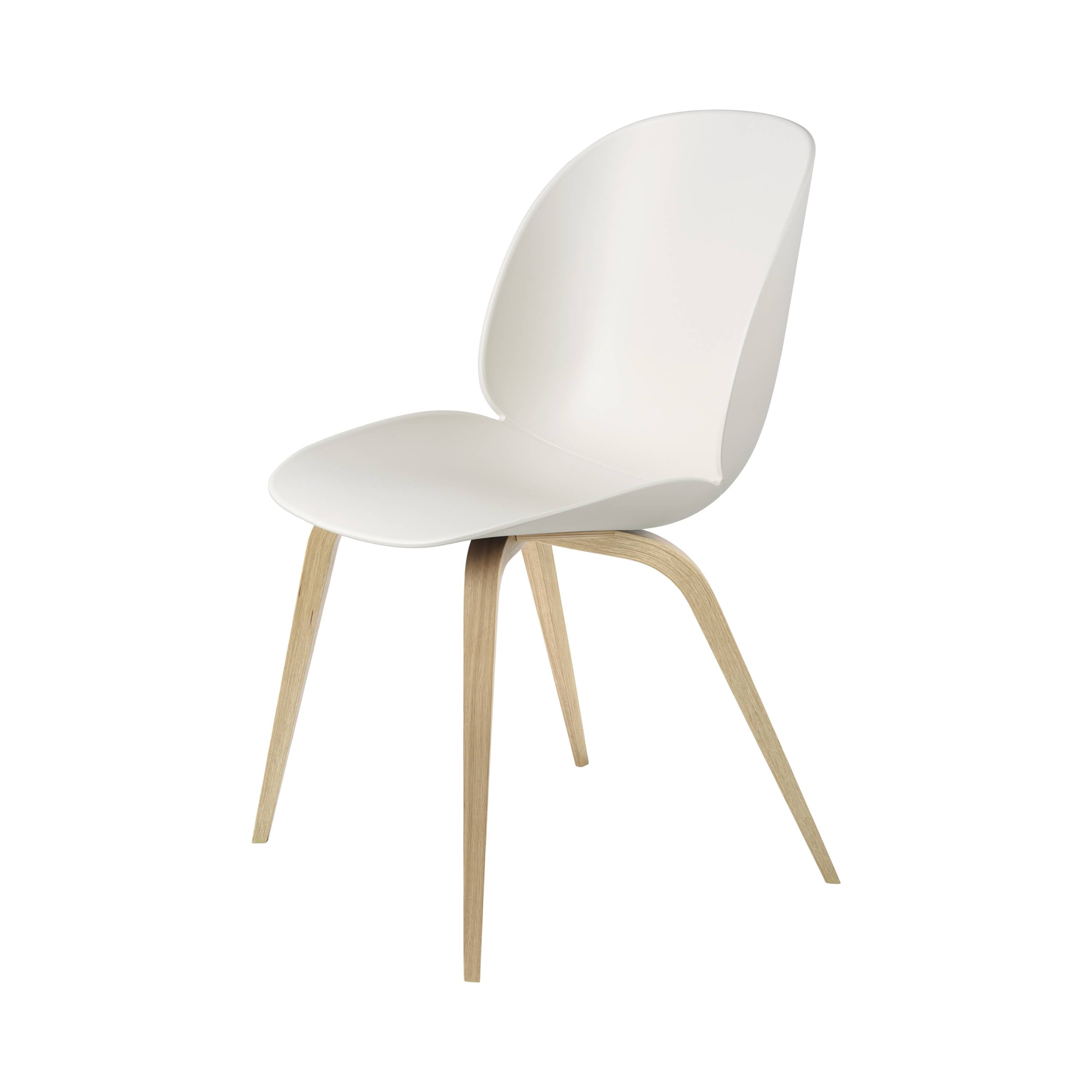 Beetle Dining Chair: Wood Base + Alabaster White + Oak