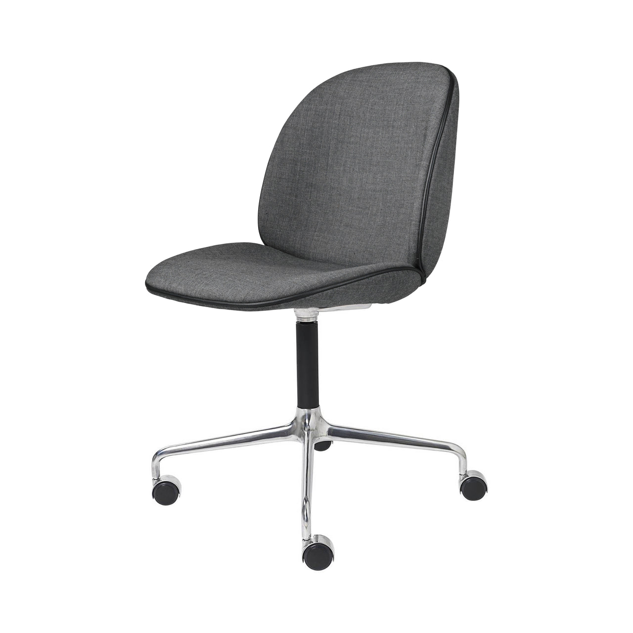 Beetle Meeting Chair: 4-Star Swivel Base with Castors + Full Upholstery + Polished Aluminum + Black Matt
