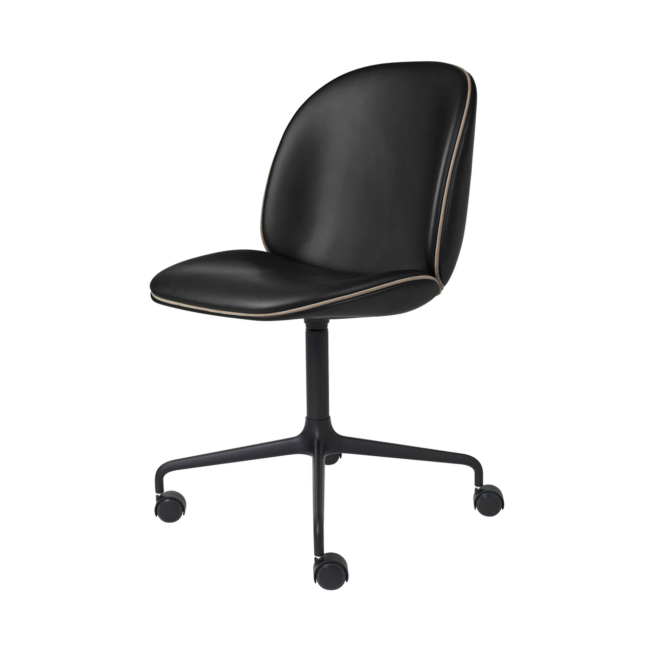 Beetle Meeting Chair: 4-Star Swivel Base with Castors + Full Upholstery + Black Matt