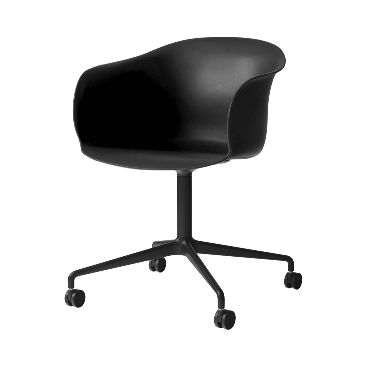 Elefy Chair JH36: Swivel Base + Castors + Black + Black