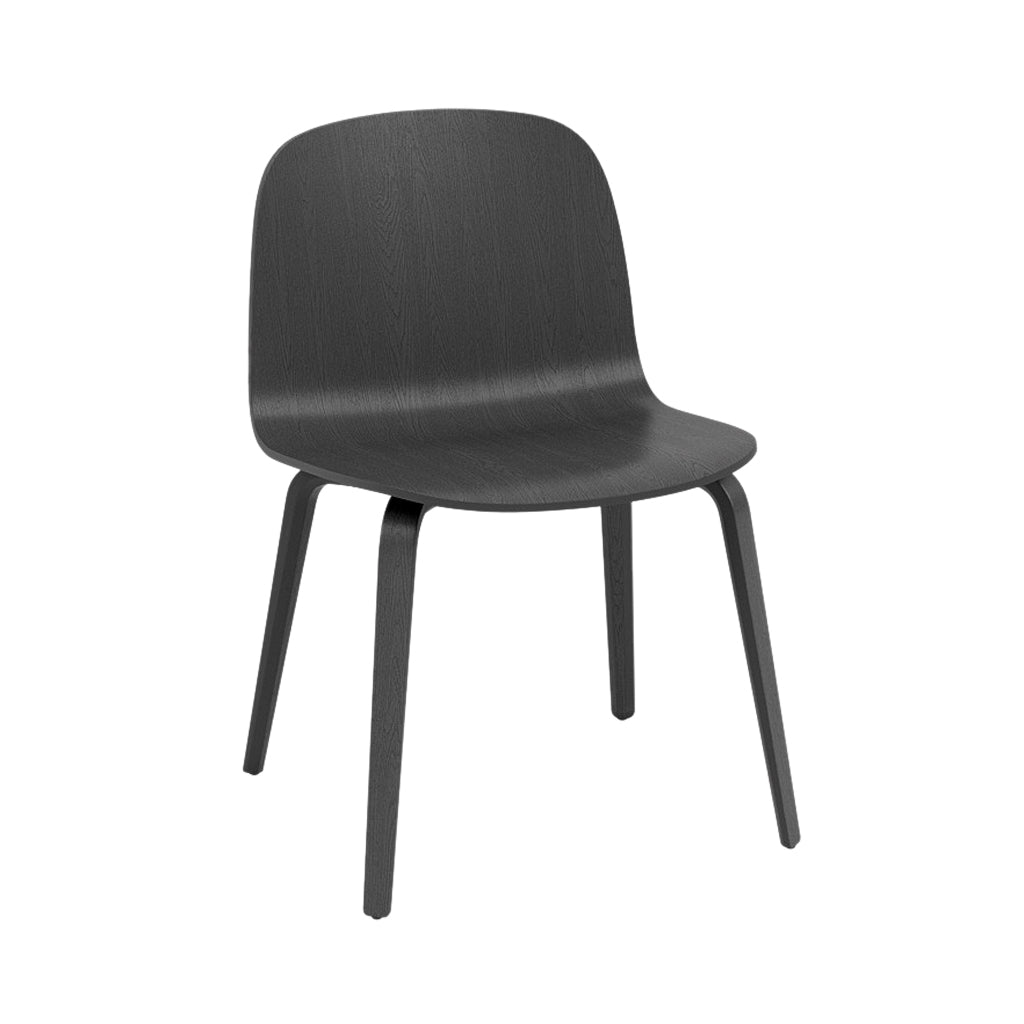 Visu Wide Chair: Wood Base + Black + Black