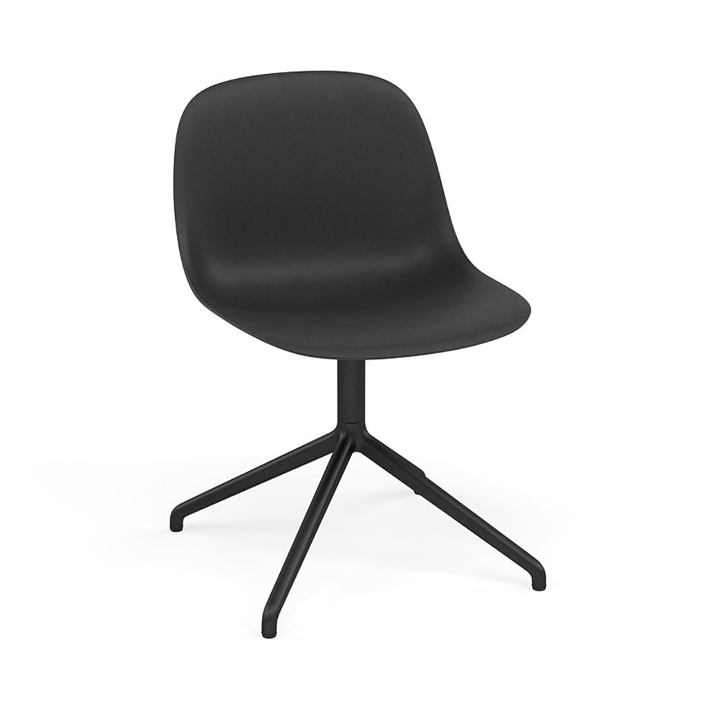 Fiber Side Chair: Swivel Base + Recycled Shell + Anthracite Black + Black