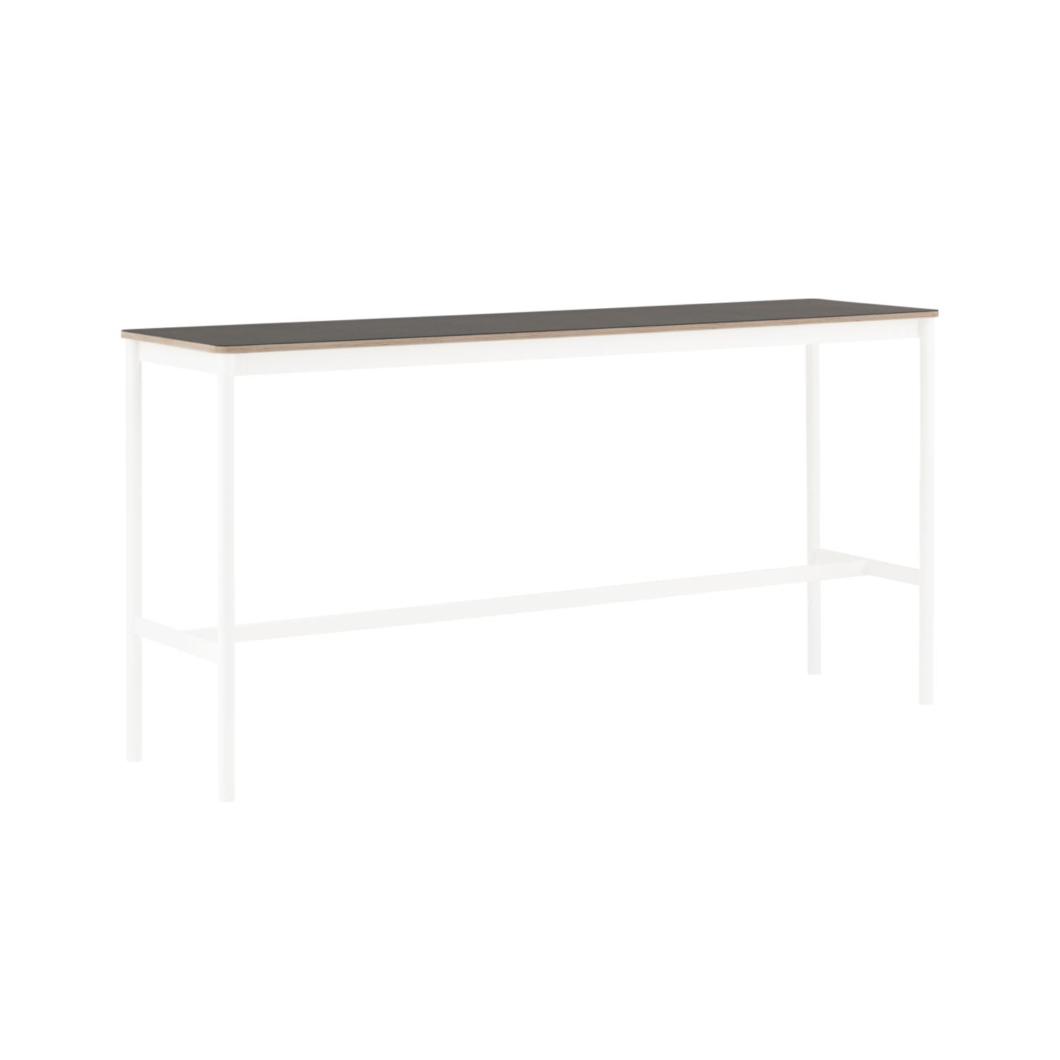 Base High Table: Black Linoleum + Plywood Edge + White