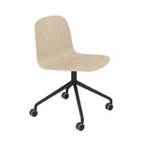 Visu Wide Chair: Swivel Base with Castors + Oak