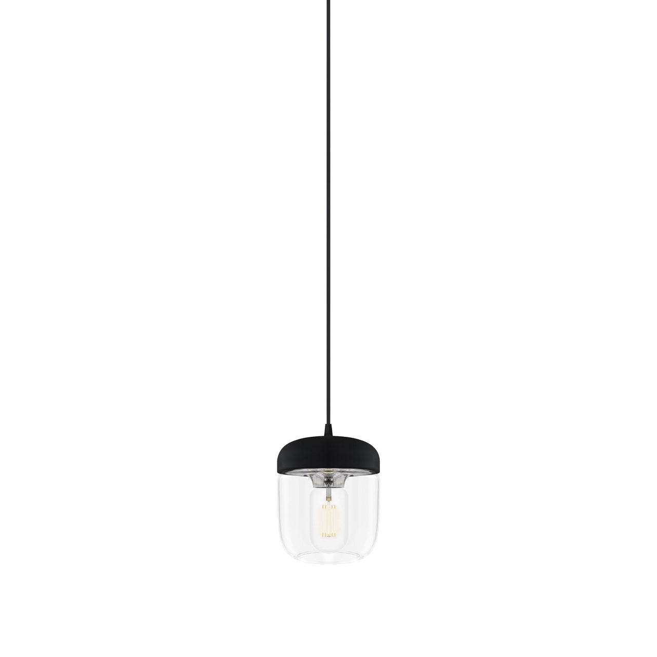 Acorn Pendant: Black + Polished Steel + Black (Plug-in)