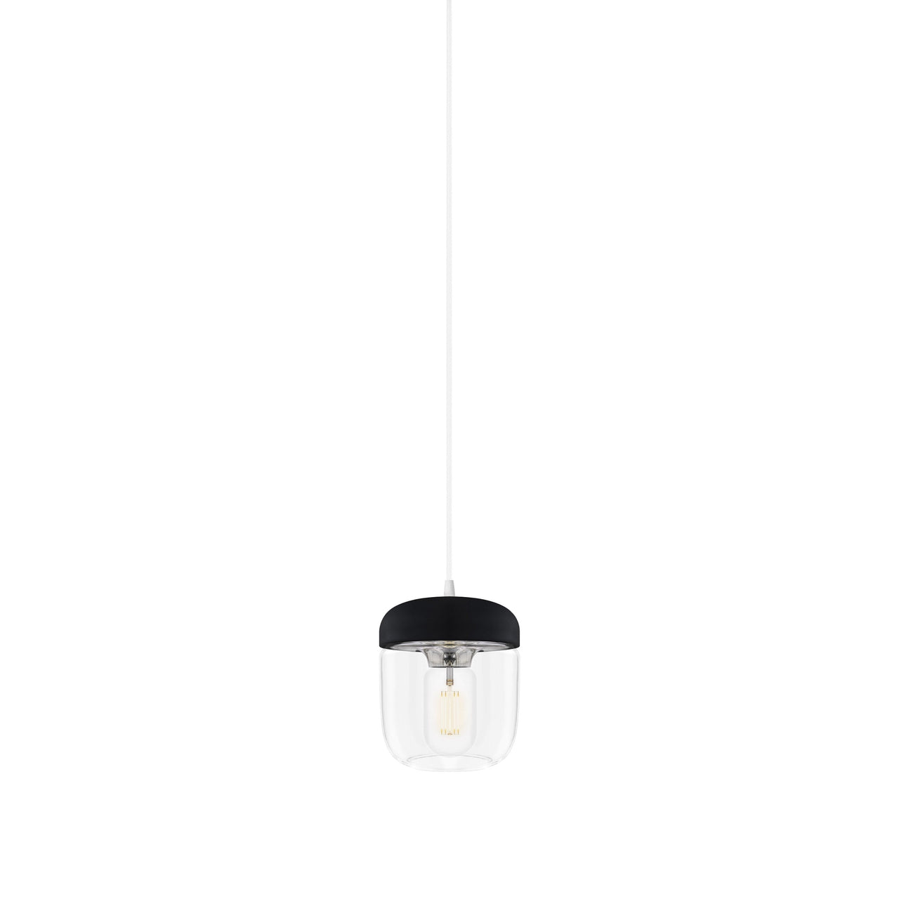 Acorn Pendant: Black + Polished Steel + White (Plug-in)