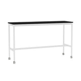 Base High Table with Castors: 160 + High + Narrow + Black Laminate + White ABS Edge + White