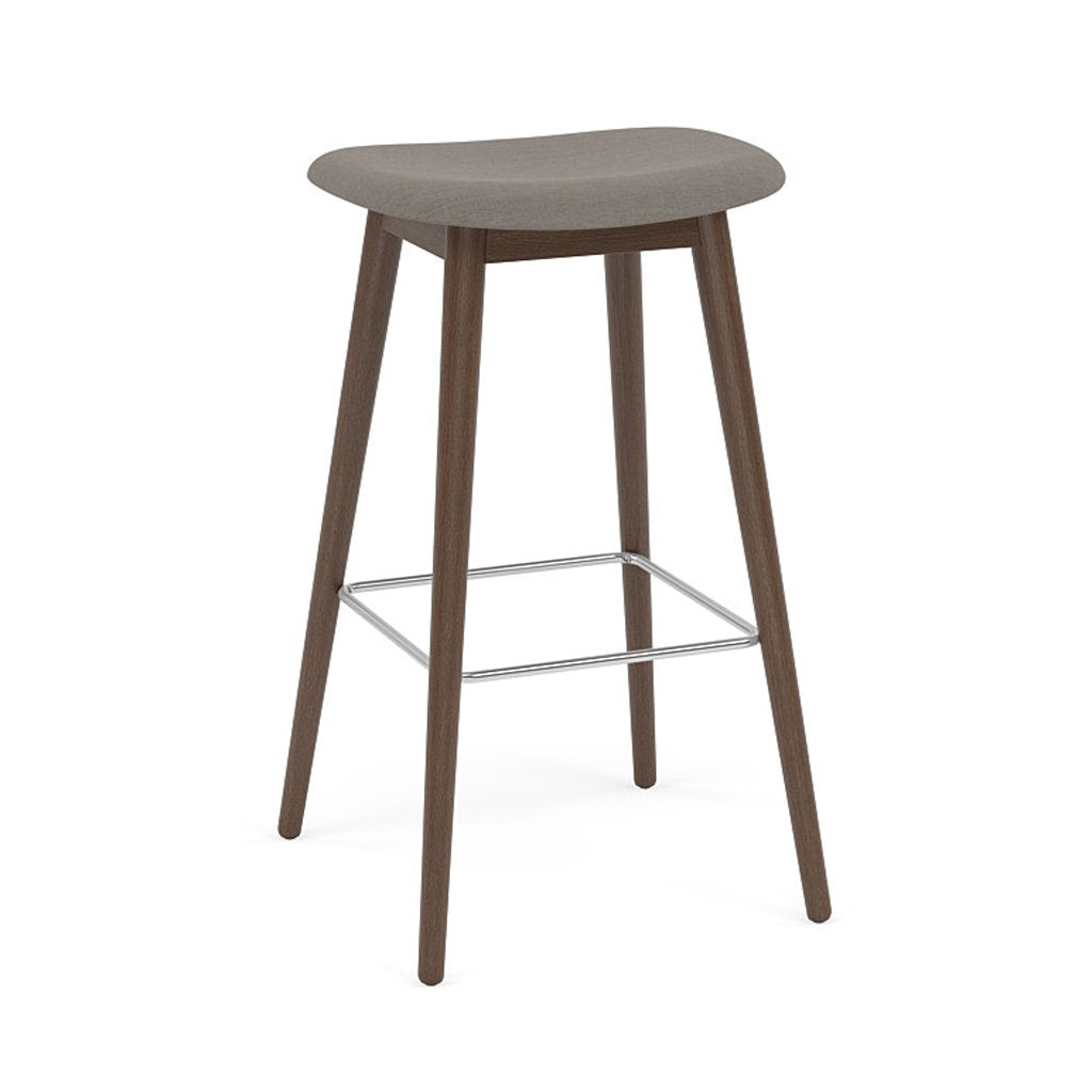 Fiber Bar + Counter Stool: Wood Base + Upholstered + Bar + Stained Dark Brown 