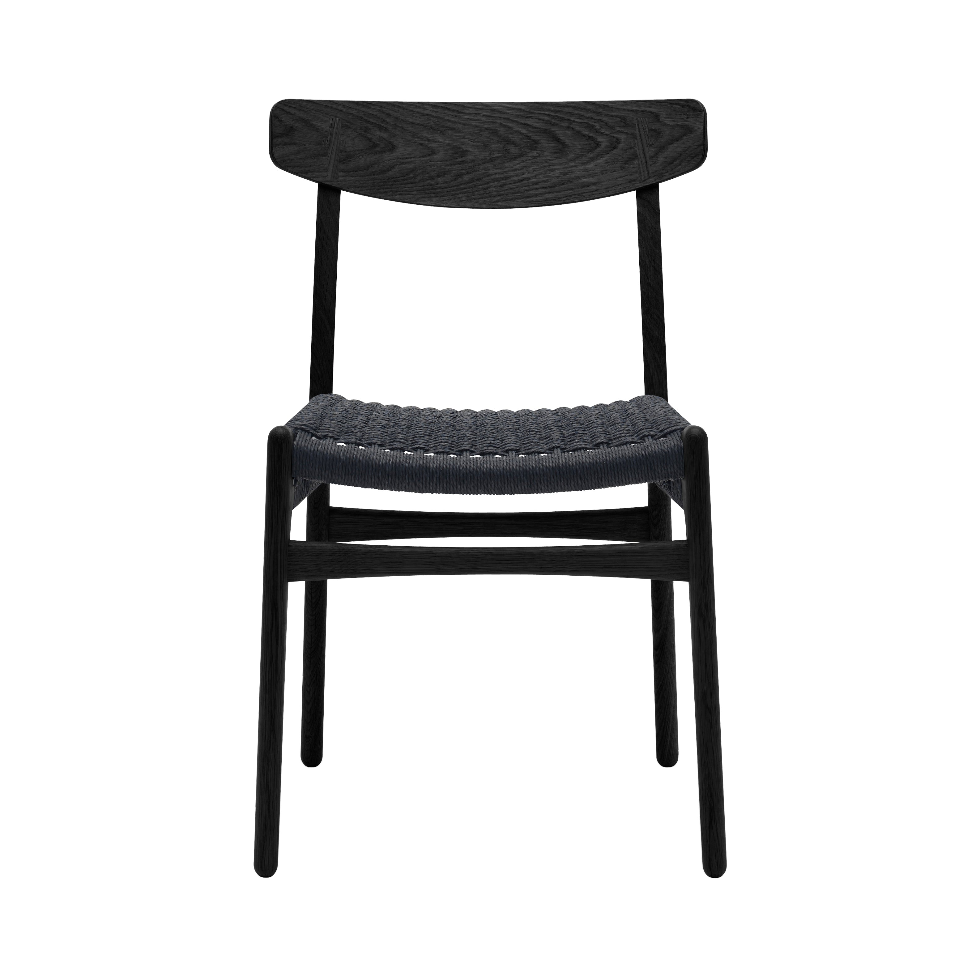 CH23 Dining Chair: Black + Black Oak + Without Cushion